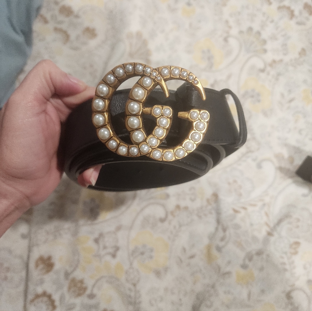 Black Belt with Gold and Pearl Buckle